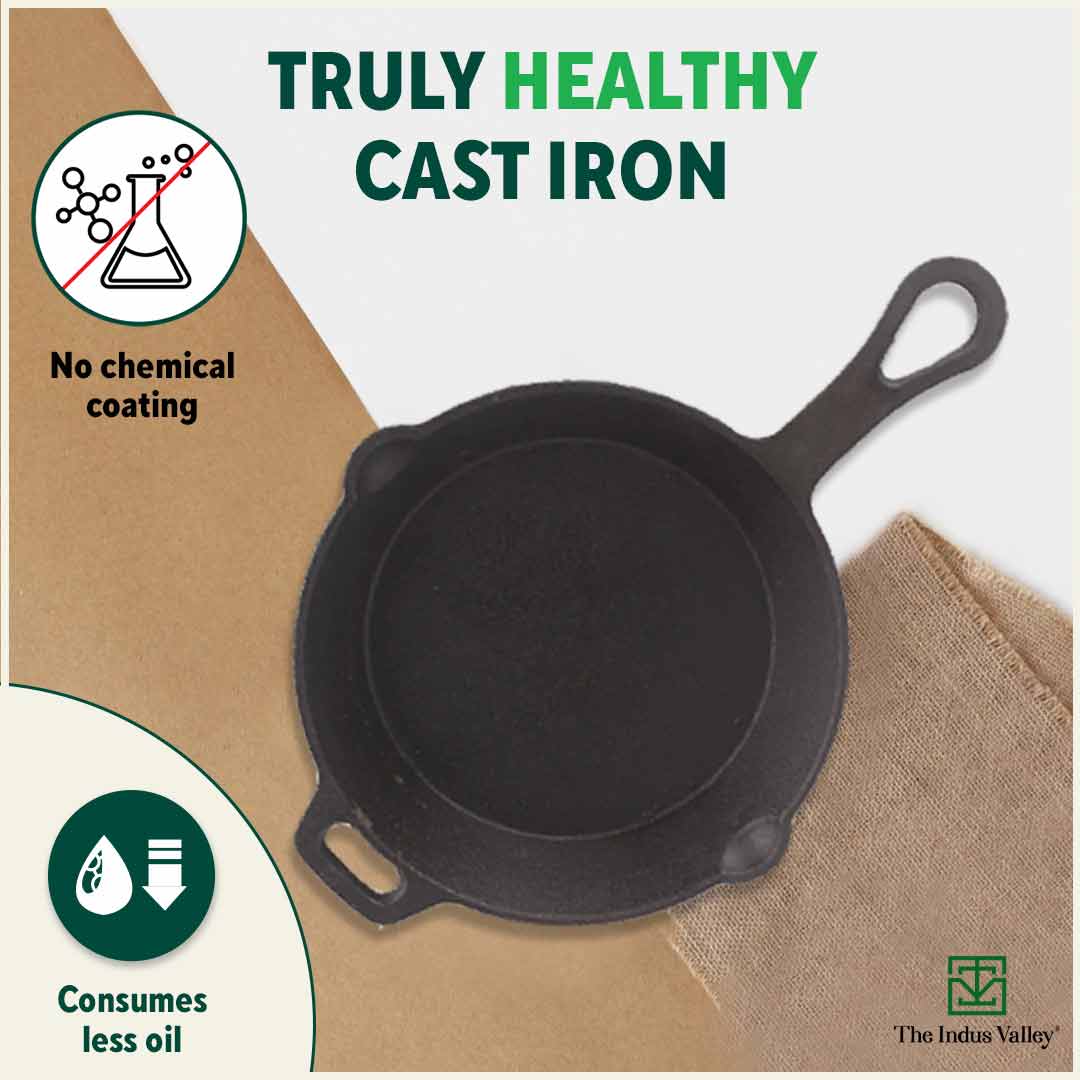 CASTrong Cast Iron Fry Pan/Skillet,Pre-seasoned, Nonstick, 100% Pure, Toxin-free, Induction, 23cm, 1.4L, 2.4kg