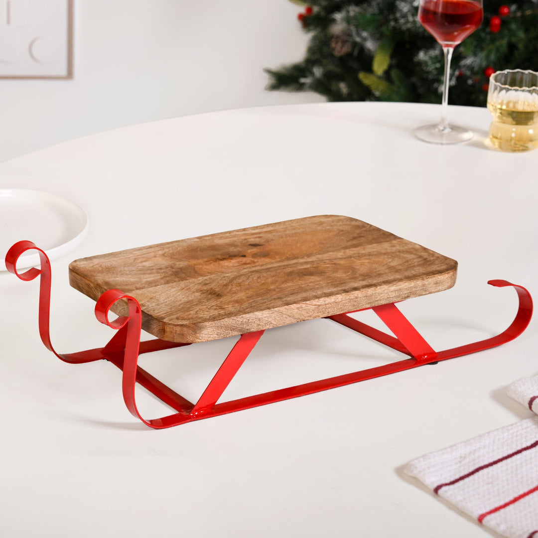 Wooden Sleigh Table Riser Serving Platter