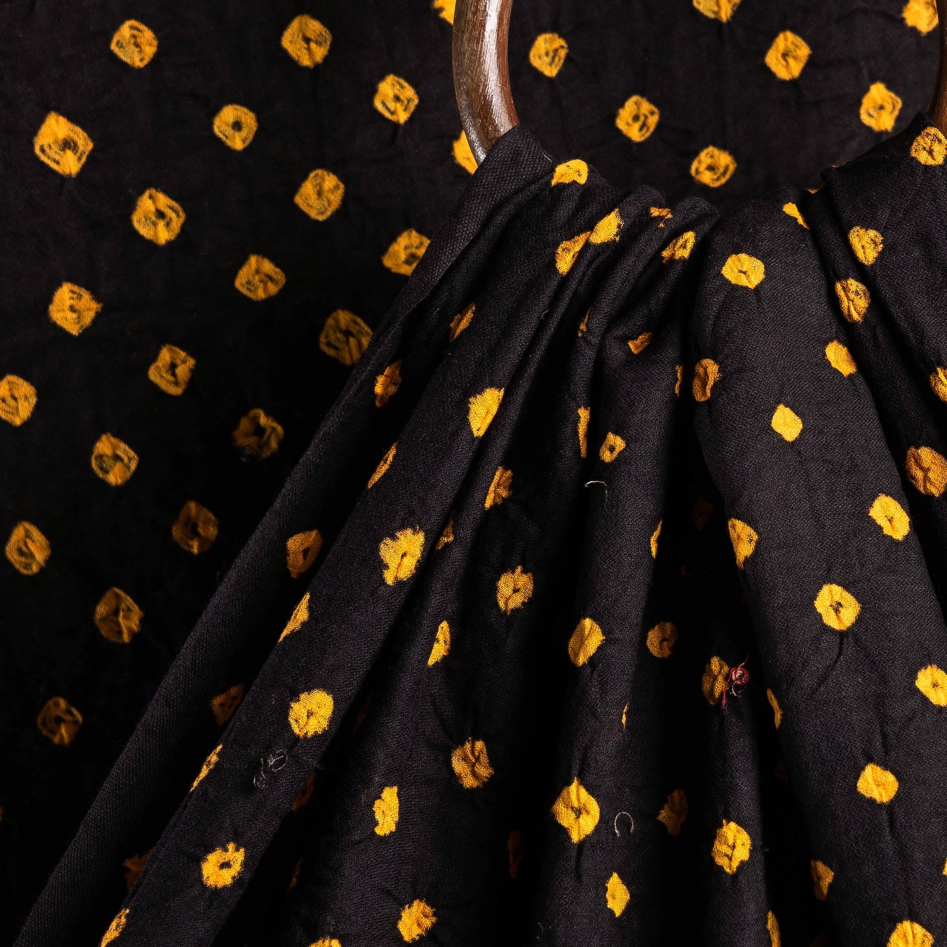 Black - Kutch Tie-Dye Mul Cotton Bandhani Fabric 11
