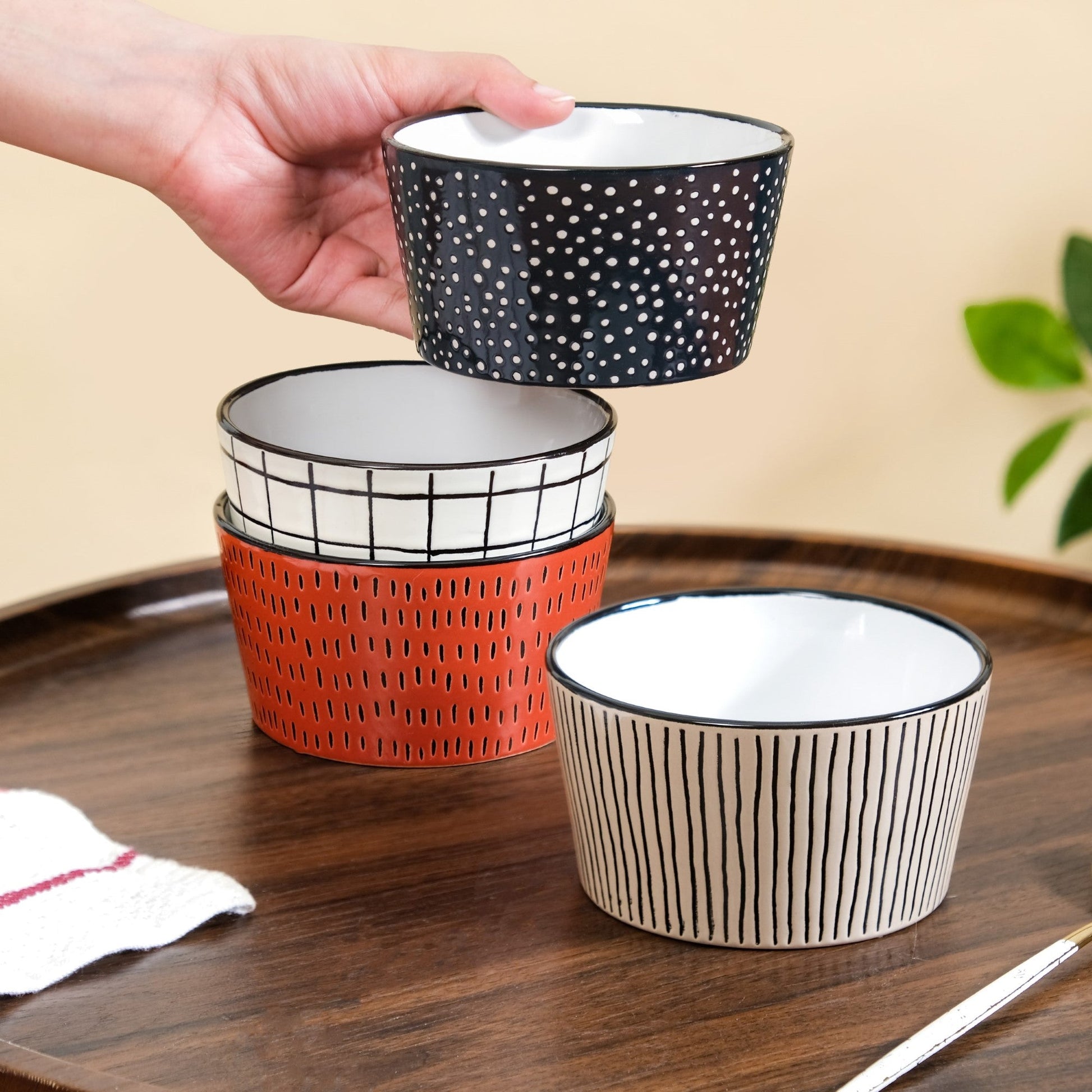 Sienna Ceramic Bowl For Snacks Set Of 4 400ml