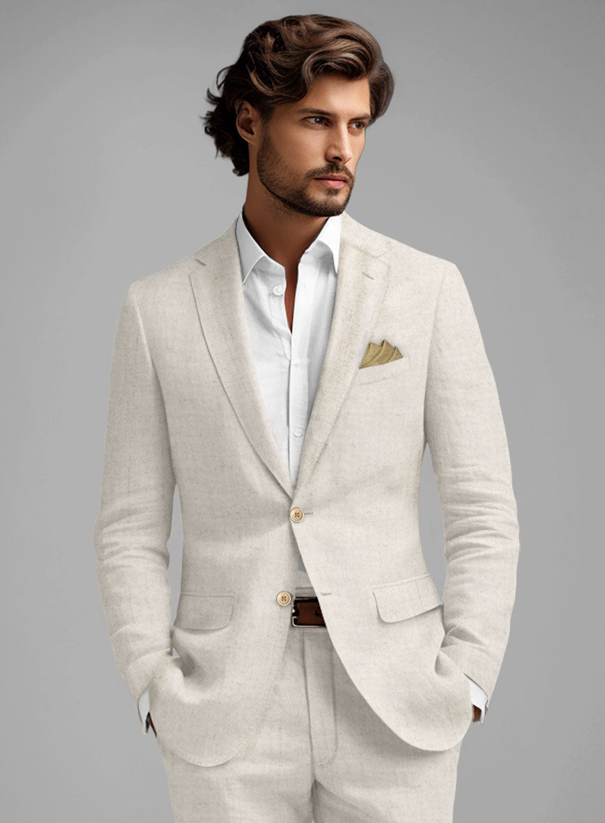 Solbiati Beige Herringbone Linen Jacket