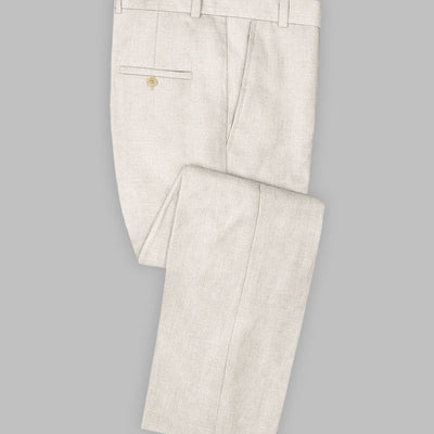 Solbiati Beige Herringbone Linen Pants