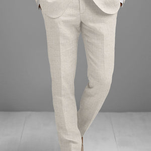 Solbiati Beige Herringbone Linen Pants