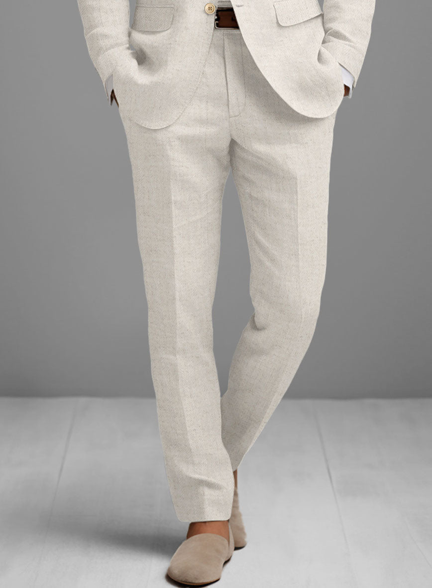 Solbiati Beige Herringbone Linen Pants