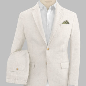 Solbiati Beige Herringbone Linen Suit