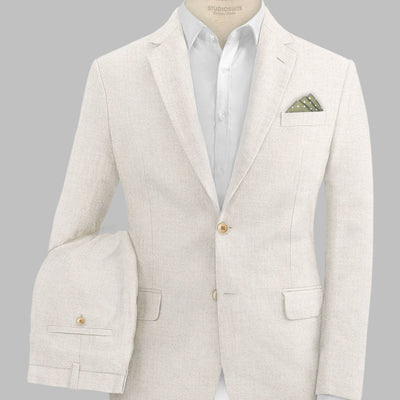 Solbiati Beige Herringbone Linen Suit