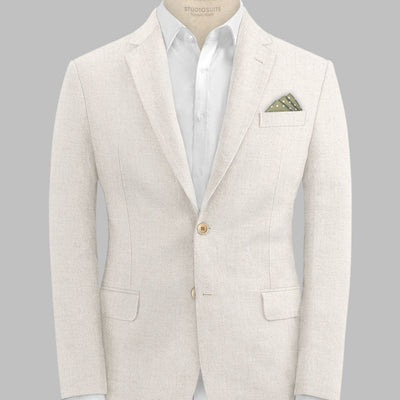 Solbiati Beige Herringbone Linen Suit