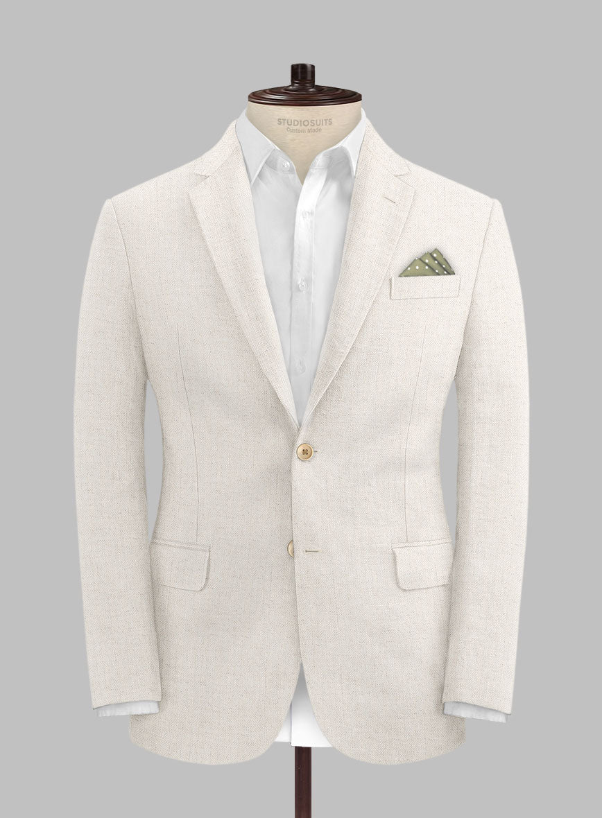 Solbiati Beige Herringbone Linen Suit