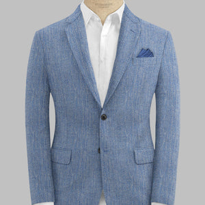 Solbiati Blue Herringbone Linen Jacket