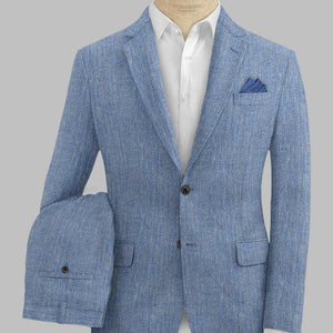 Solbiati Blue Herringbone Linen Suit