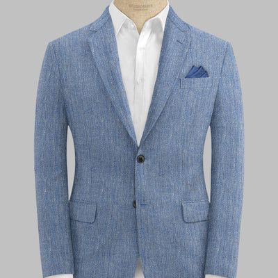 Solbiati Blue Herringbone Linen Suit