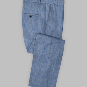 Solbiati Blue Herringbone Linen Suit