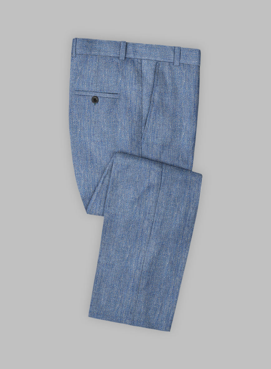 Solbiati Blue Herringbone Linen Suit
