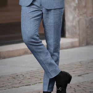 Solbiati Blue Herringbone Linen Suit