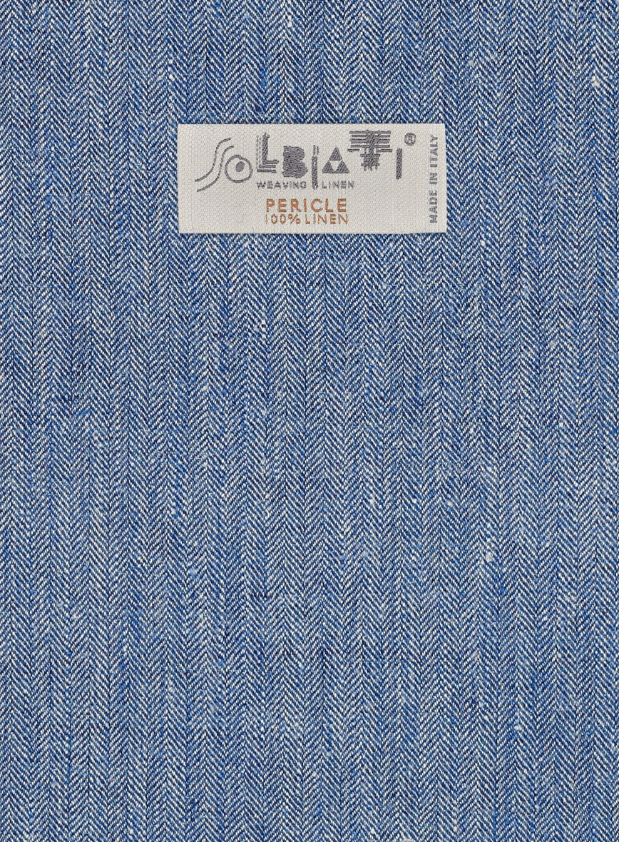 Solbiati Blue Herringbone Linen Suit