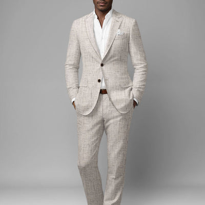 Solbiati Earthweave Brown Linen Suit