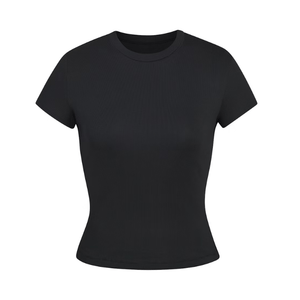 Skims Cotton Rib T-Shirt Soot