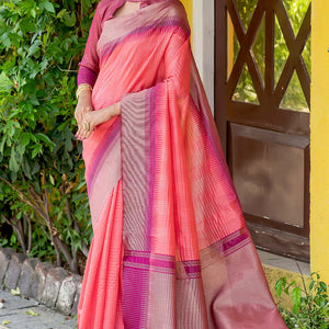 Plum Pink South Silk Saree