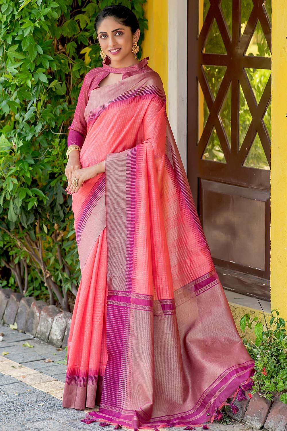 Plum Pink South Silk Saree