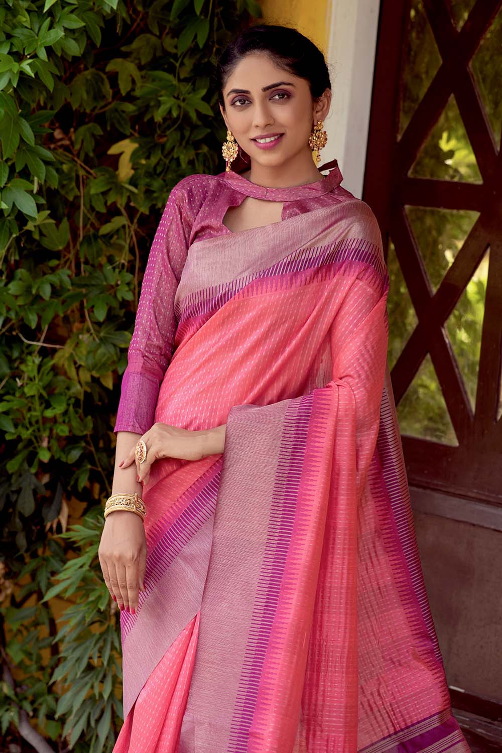 Plum Pink South Silk Saree