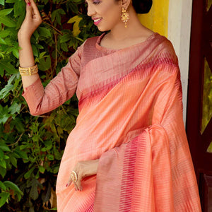 Salmon Pink South Silk Saree