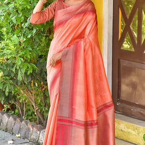 Salmon Pink South Silk Saree