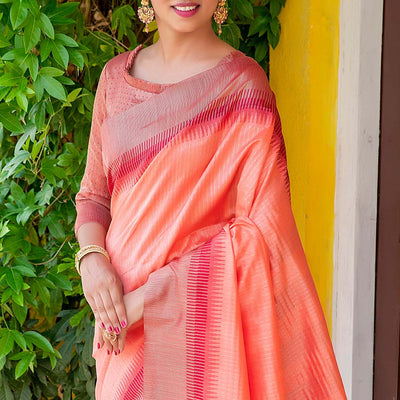 Salmon Pink South Silk Saree