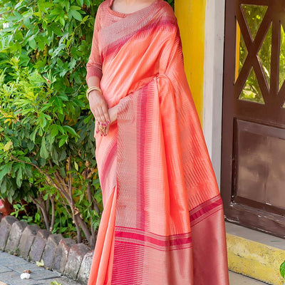 Salmon Pink South Silk Saree