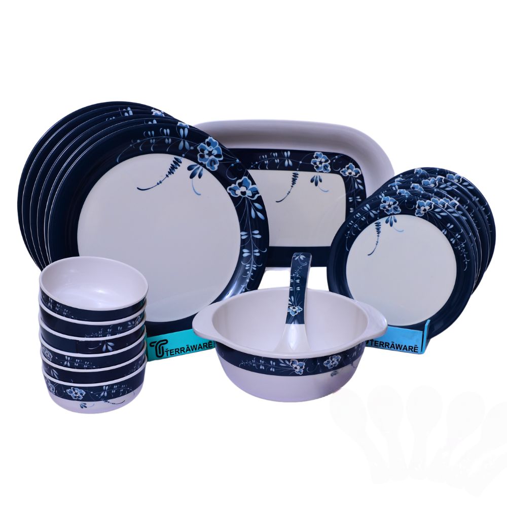 Terraware Spanish Art Round Dinner Set | Set of 24 Pcs