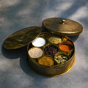 Brass Masala Daani / Spice Box in Gift Box