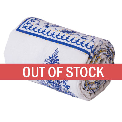Blue Jaipuri Print Cotton AC Quilt Single Bed Quilt