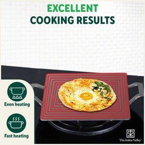 100% Pure Iron Square Tawa with Double Handles, Toxin-free Sheet Iron, Pre-Seasoned, Induction & Gas, 30.5cm