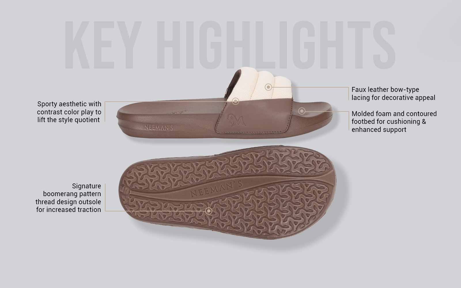 Squooshy Slides for Men : Ivory-Brown