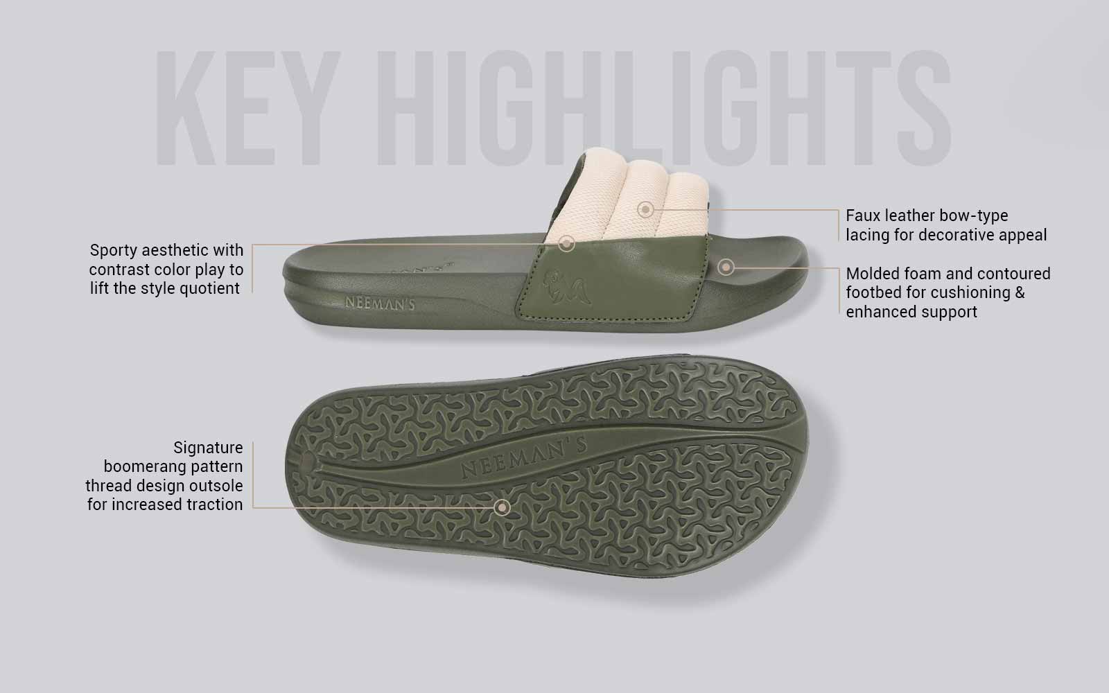 Squooshy Slides for Women : Olive-Beige