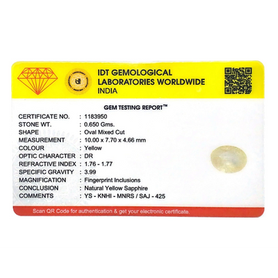 Yellow Sapphire - 3.25 Carat