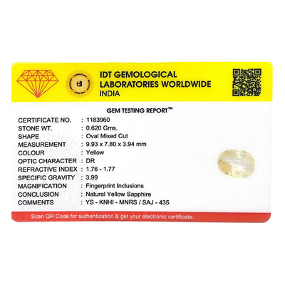 Yellow Sapphire - 3.1 Carat