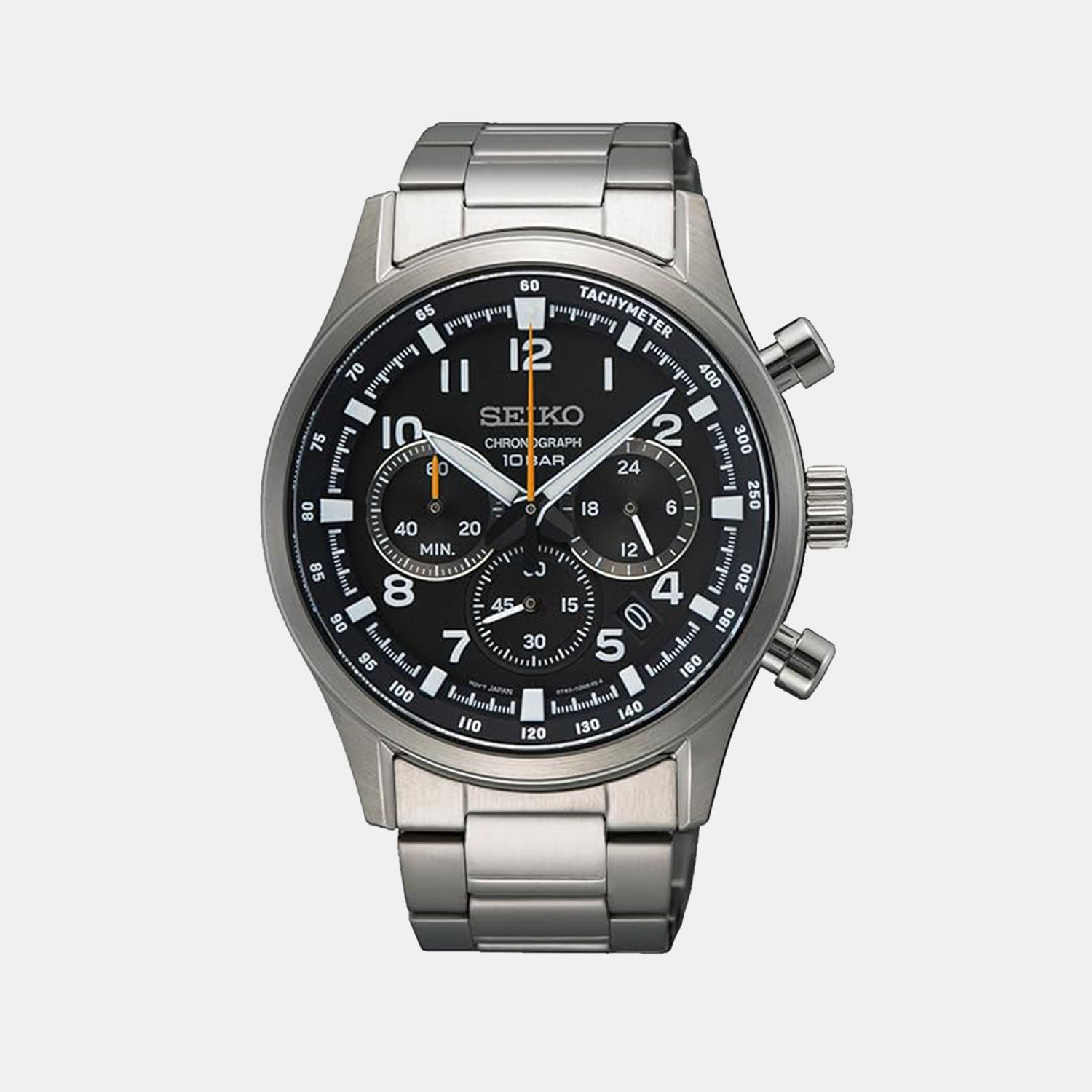 Dress Men Quartz Black Dial Chronograph Stainless Steel Watch SSB447P1
