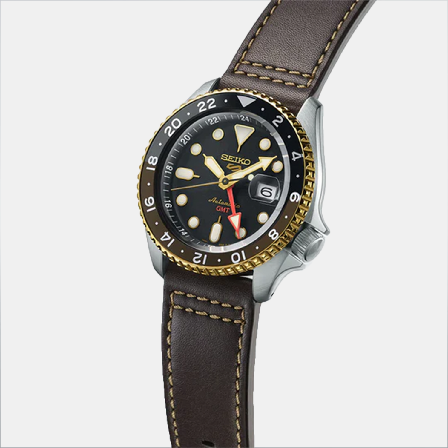 5 Sports Men Automatic Brown Dial Analog Leather Watch SSK036K1