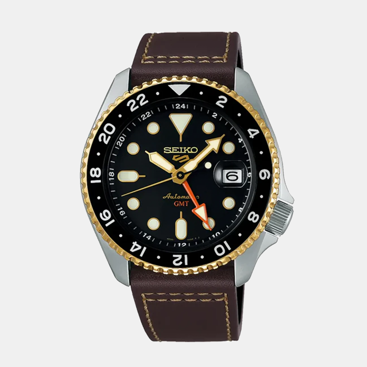5 Sports Men Automatic Brown Dial Analog Leather Watch SSK036K1