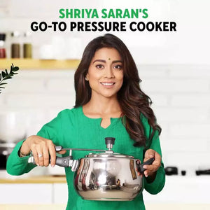 QuicKooker Stainless Steel Pressure Cooker, Premium Quality, Inner Lid, Tri-ply (3 Layer) Heavy Bottom, 100% Safe, ISI Certified, 5 Yr Warranty, Induction & Gas, 3/5L