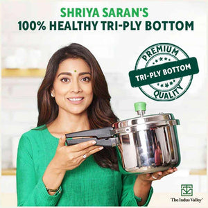 QuicKooker Stainless Steel Pressure Cooker, Premium Quality, Tri-ply (3 Layer) Heavy Bottom, 100% Safe, ISI Certified, 3 Yr Warranty, Induction & Gas, 3/4.5L