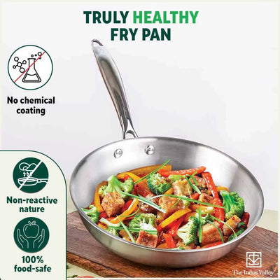TurboCuk Tri-ply Stainless Steel Fry Pan, Premium 3 Layer Thick Body, Induction, Non-stick, 23.4/25.4/28 cm, 1.5/1.7/1.9L