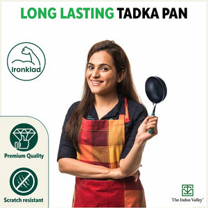 100% Pure Sheet Iron Tadka Pan, Silicone Handle, Seasoned, Toxin-free, 13.3cm / 0.43ml