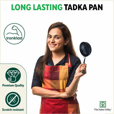 100% Pure Sheet Iron Tadka Pan, Silicone Handle, Seasoned, Toxin-free, 13.3cm / 0.43ml