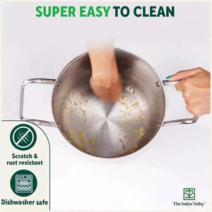 TurboCuk Tri-ply Stainless Steel Tall Biryani Pot/Casserole+ Glass Lid, Premium Quality, 3 Layer Thick Body, 100% Toxin-free, Non-stick, Induction & Gas, 6.5L