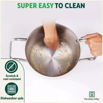 TurboCuk Tri-ply Stainless Steel Tall Biryani Pot/Casserole+ Glass Lid, Premium Quality, 3 Layer Thick Body, 100% Toxin-free, Non-stick, Induction & Gas, 6.5L