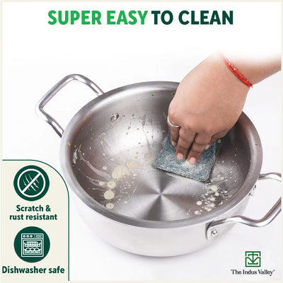 TurboCuk Tri-ply Biryani Cooking Pot/Casserole+ Glass Lid, Wide Handi Shape, Premium Quality, 3 Layer Thick Body, 100% Toxin-free, Non-stick, Induction & Gas, 2L