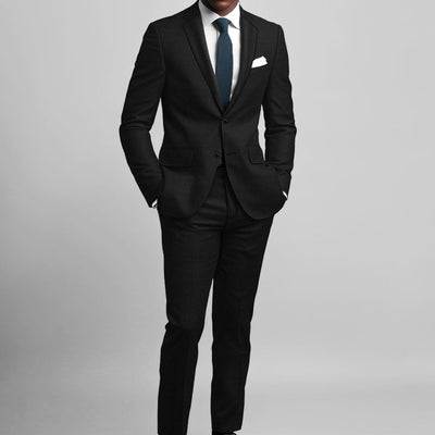 Super Black Satin Wool Suit
