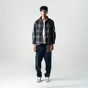 Superkicks | EMBROIDERED FLANNEL SHIRT  { GREY/BLACK