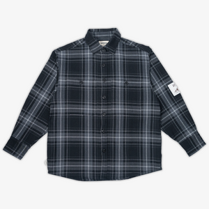 Superkicks | EMBROIDERED FLANNEL SHIRT  { GREY/BLACK